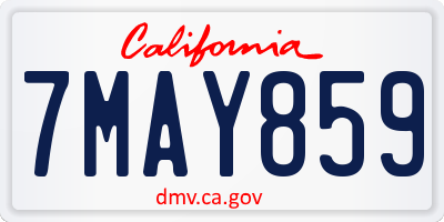CA license plate 7MAY859