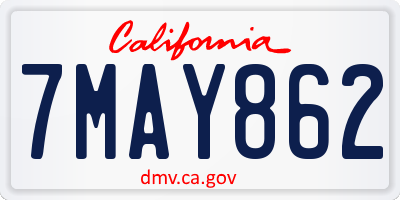 CA license plate 7MAY862