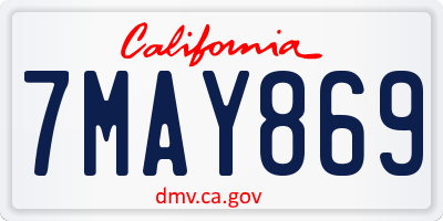 CA license plate 7MAY869