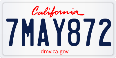 CA license plate 7MAY872