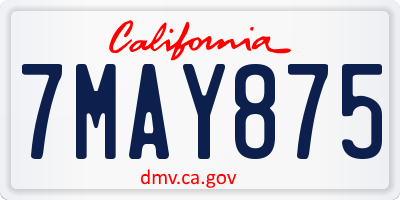 CA license plate 7MAY875