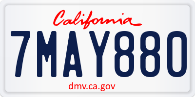 CA license plate 7MAY880