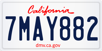 CA license plate 7MAY882