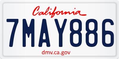 CA license plate 7MAY886