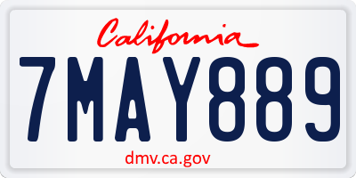 CA license plate 7MAY889