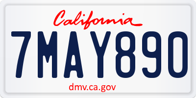 CA license plate 7MAY890