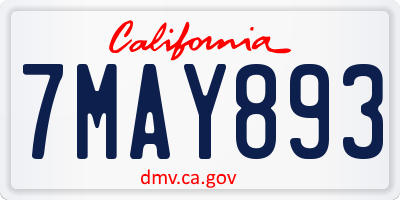 CA license plate 7MAY893