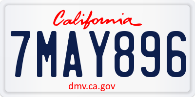 CA license plate 7MAY896