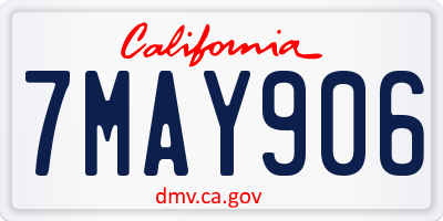 CA license plate 7MAY906