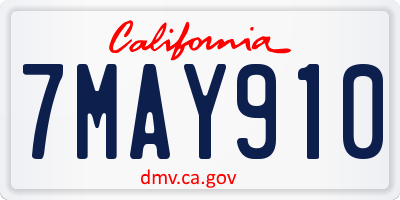 CA license plate 7MAY910