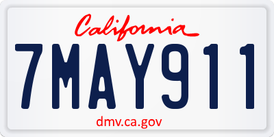 CA license plate 7MAY911