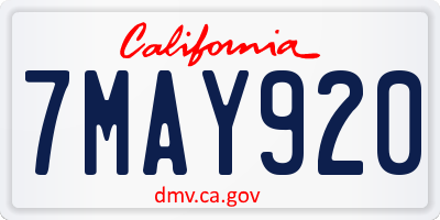 CA license plate 7MAY920