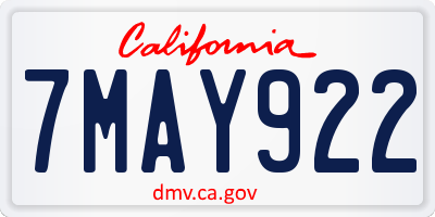CA license plate 7MAY922