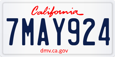 CA license plate 7MAY924