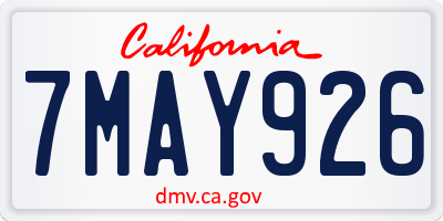 CA license plate 7MAY926