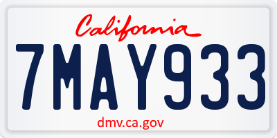 CA license plate 7MAY933
