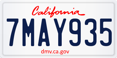 CA license plate 7MAY935