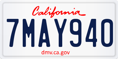 CA license plate 7MAY940