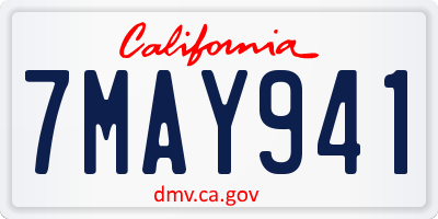 CA license plate 7MAY941