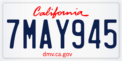 CA license plate 7MAY945