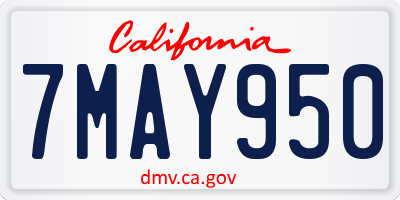CA license plate 7MAY950