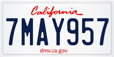 CA license plate 7MAY957