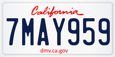 CA license plate 7MAY959