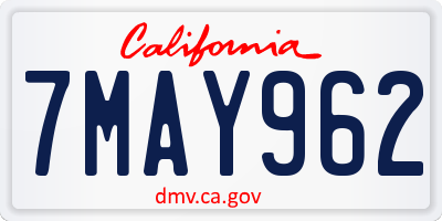 CA license plate 7MAY962