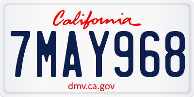 CA license plate 7MAY968