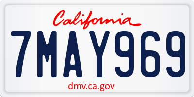 CA license plate 7MAY969