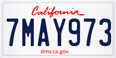 CA license plate 7MAY973