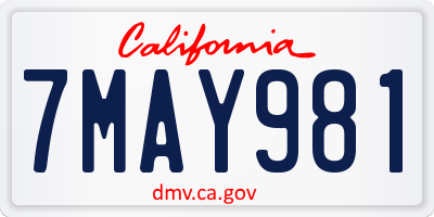 CA license plate 7MAY981