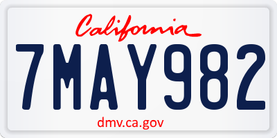 CA license plate 7MAY982