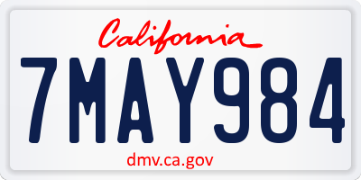 CA license plate 7MAY984