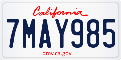 CA license plate 7MAY985