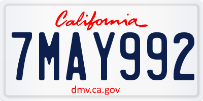 CA license plate 7MAY992