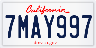 CA license plate 7MAY997