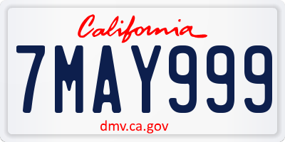 CA license plate 7MAY999