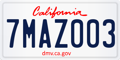 CA license plate 7MAZ003