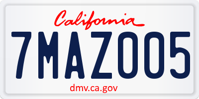 CA license plate 7MAZ005