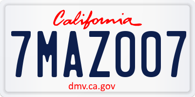 CA license plate 7MAZ007