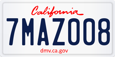 CA license plate 7MAZ008