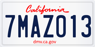 CA license plate 7MAZ013