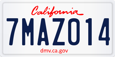 CA license plate 7MAZ014