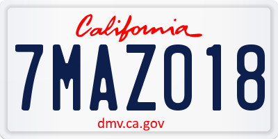 CA license plate 7MAZ018