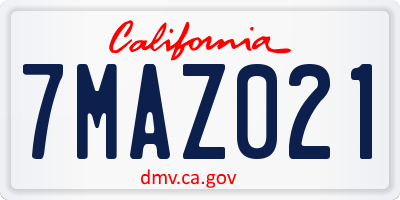 CA license plate 7MAZ021