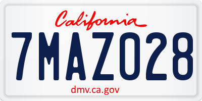 CA license plate 7MAZ028