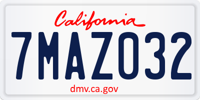 CA license plate 7MAZ032
