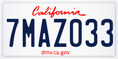CA license plate 7MAZ033
