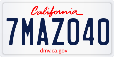CA license plate 7MAZ040